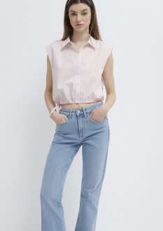 Mavi Çizgili Pembe Kadın Bluz 1211472-91599 