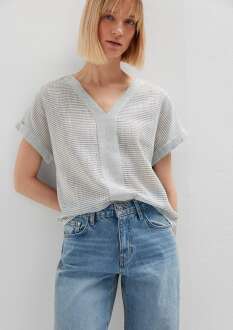 Mavi Çizgili Regular Fit Kadın Bluz 1211441-83972