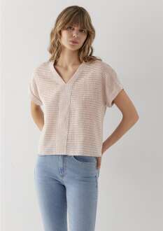 Mavi Çizgili Regular Fit Kadın Bluz 1211441-91597