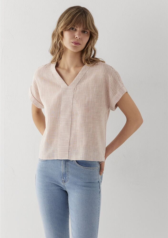 Mavi Çizgili Regular Fit Kadın Bluz 1211441-91597