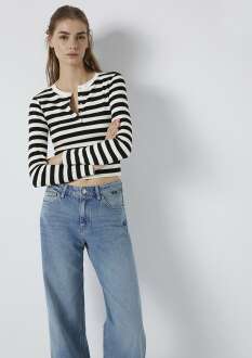 Mavi Çizgili Siyah Kadın Sweat 1613767-85407
