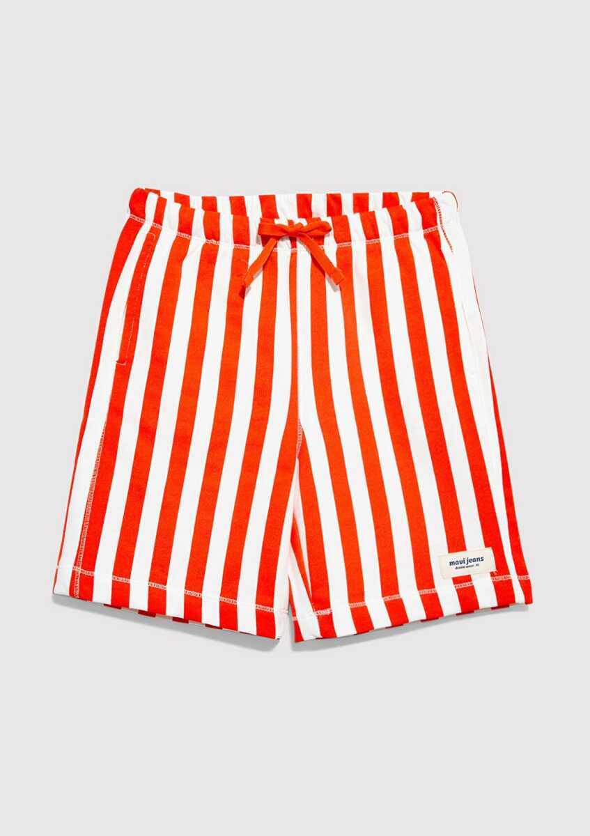 Mavi Çizgili Turuncu Loose Fit Çocuk Şort 6410032-91484 (1)