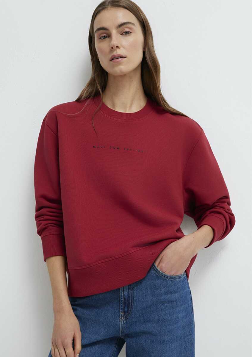 Mavi Denim Baskılı Kırmızı Loose Fit Kadın Sweatshirt 1S10525-70424 - Mavi