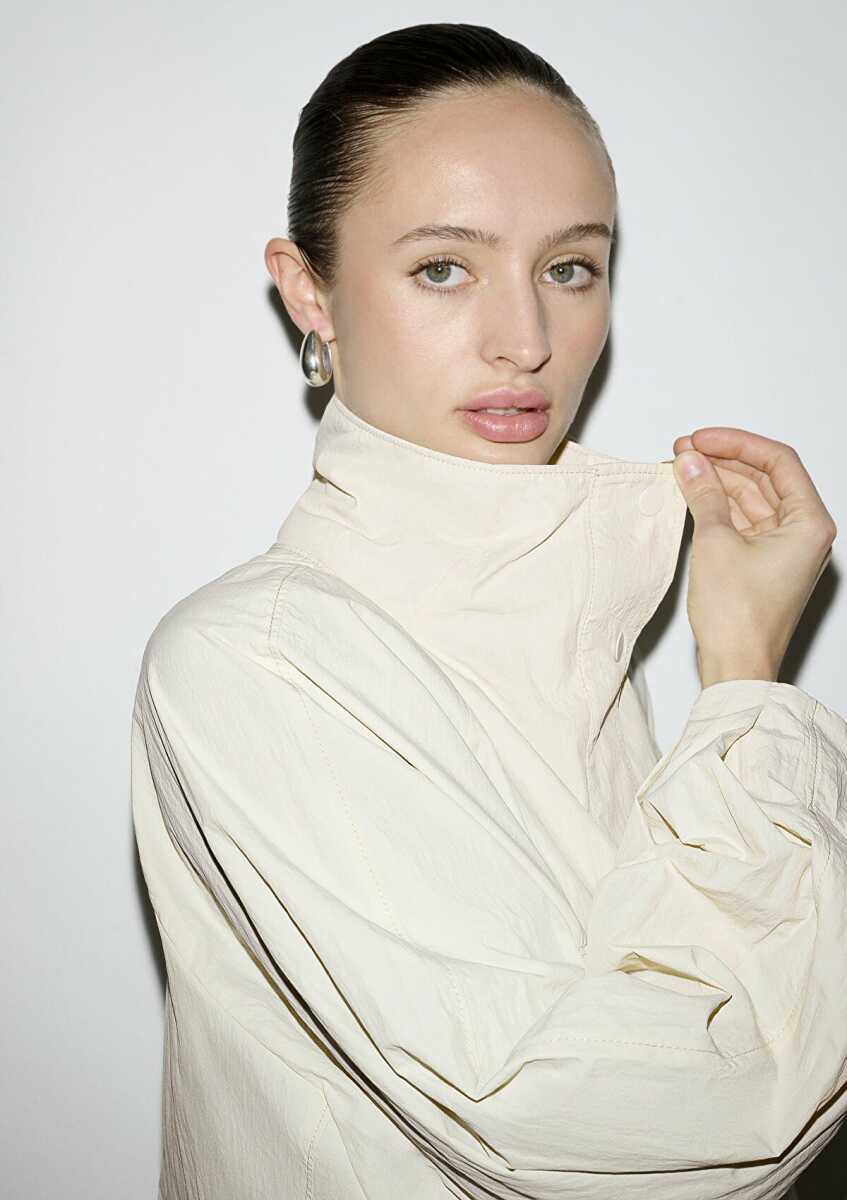 Mavi Dik Yaka Gri Oversize Kadın Ceket 1110848-70140