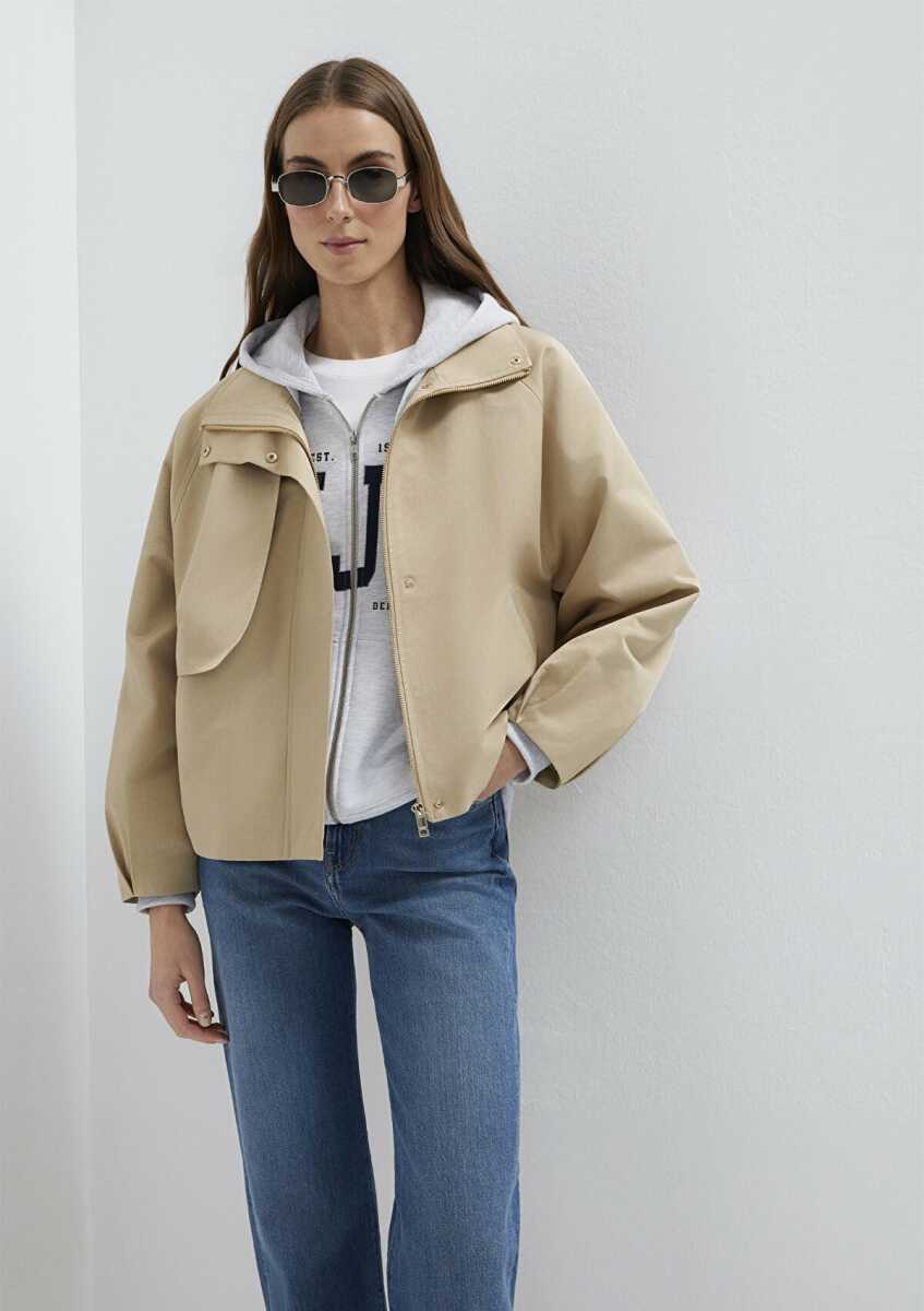 Mavi Dik Yaka Haki Kadın Ceket 1110647-35565 - Mavi