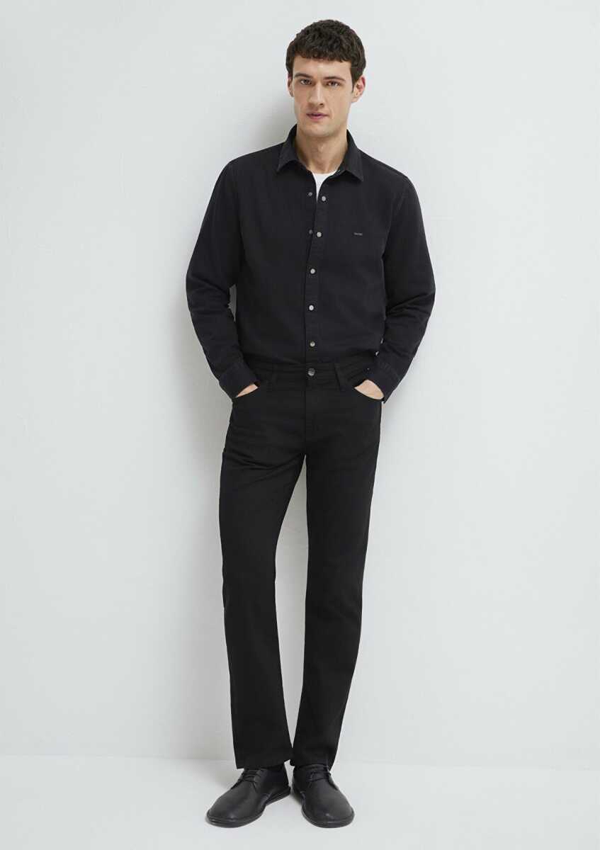 Mavi Dikiş Detaylı Siyah Loose Fit Erkek Gömlek 0211865-90850 - Mavi (1)