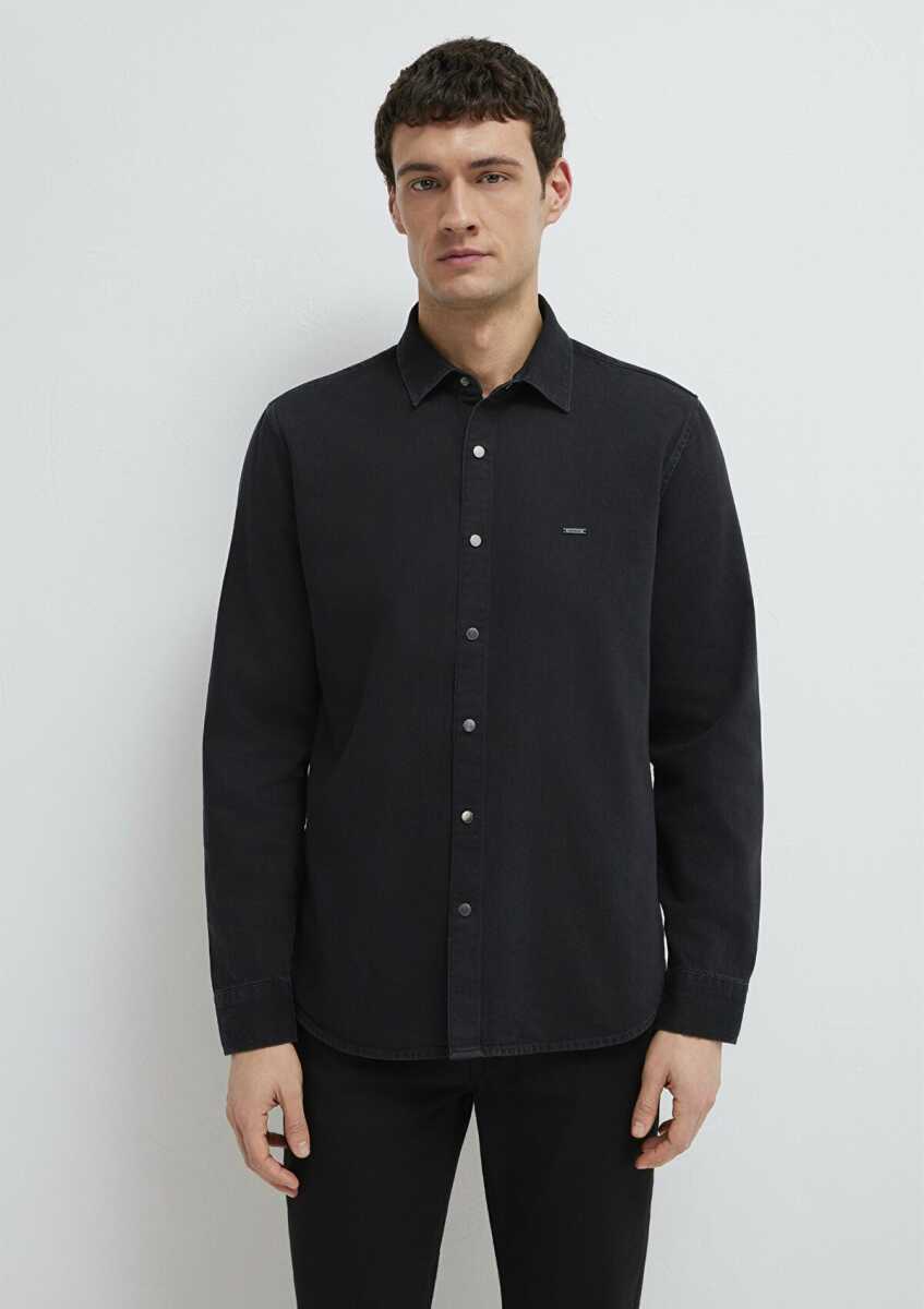 Mavi Dikiş Detaylı Siyah Loose Fit Erkek Gömlek 0211865-90850 - 4