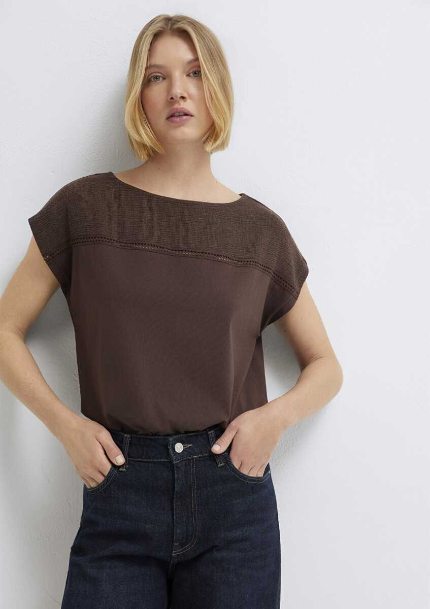 Mavi Dokulu Kahverengi Regular Fit Kadın Tişört 1613969-70236 - 2