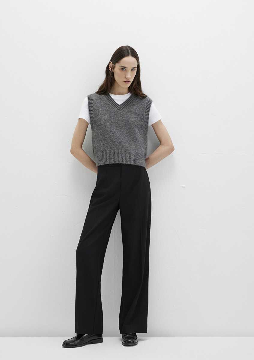 Mavi Dokuma Siyah Kadın Pantolon 1011089-900 - Mavi