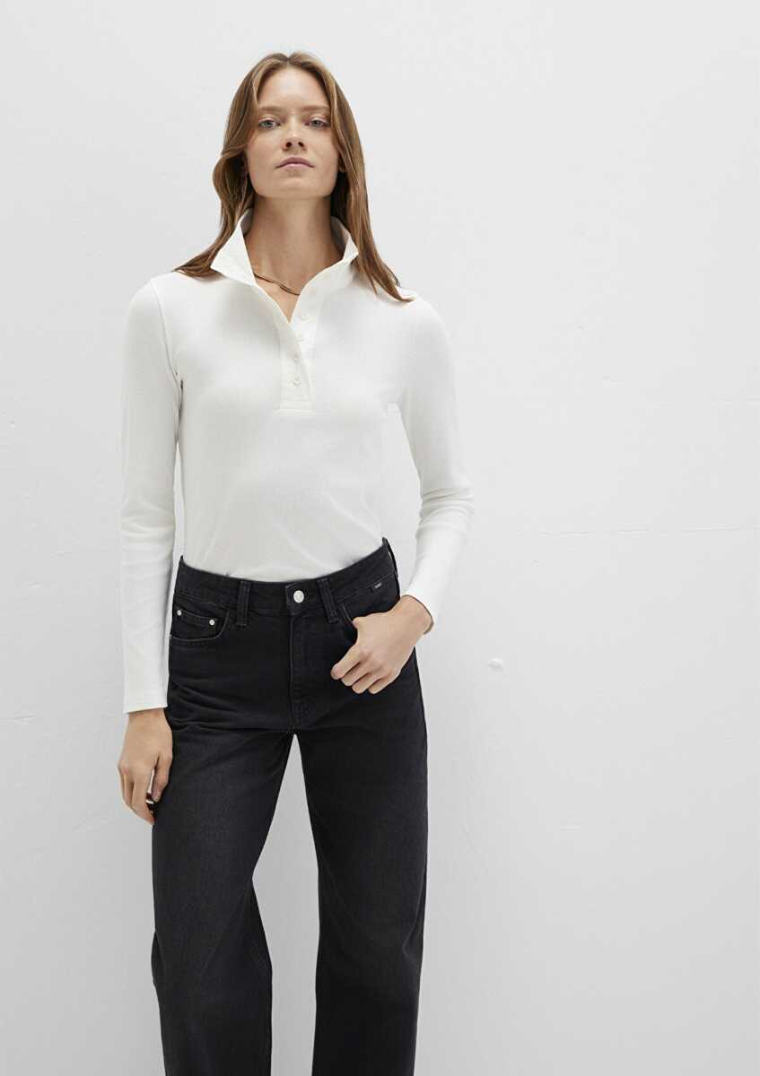 Mavi Düğme Detaylı Dik Yaka Ekru Kadın Sweat 1613614-70057 - Mavi