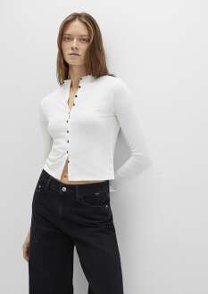 Mavi Düğme Detaylı Ekru Sweat 1613695-70057
