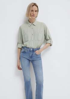 Mavi Düğme Detaylı Yeşil Loose Fit Kadın Gömlek 1211383-70113