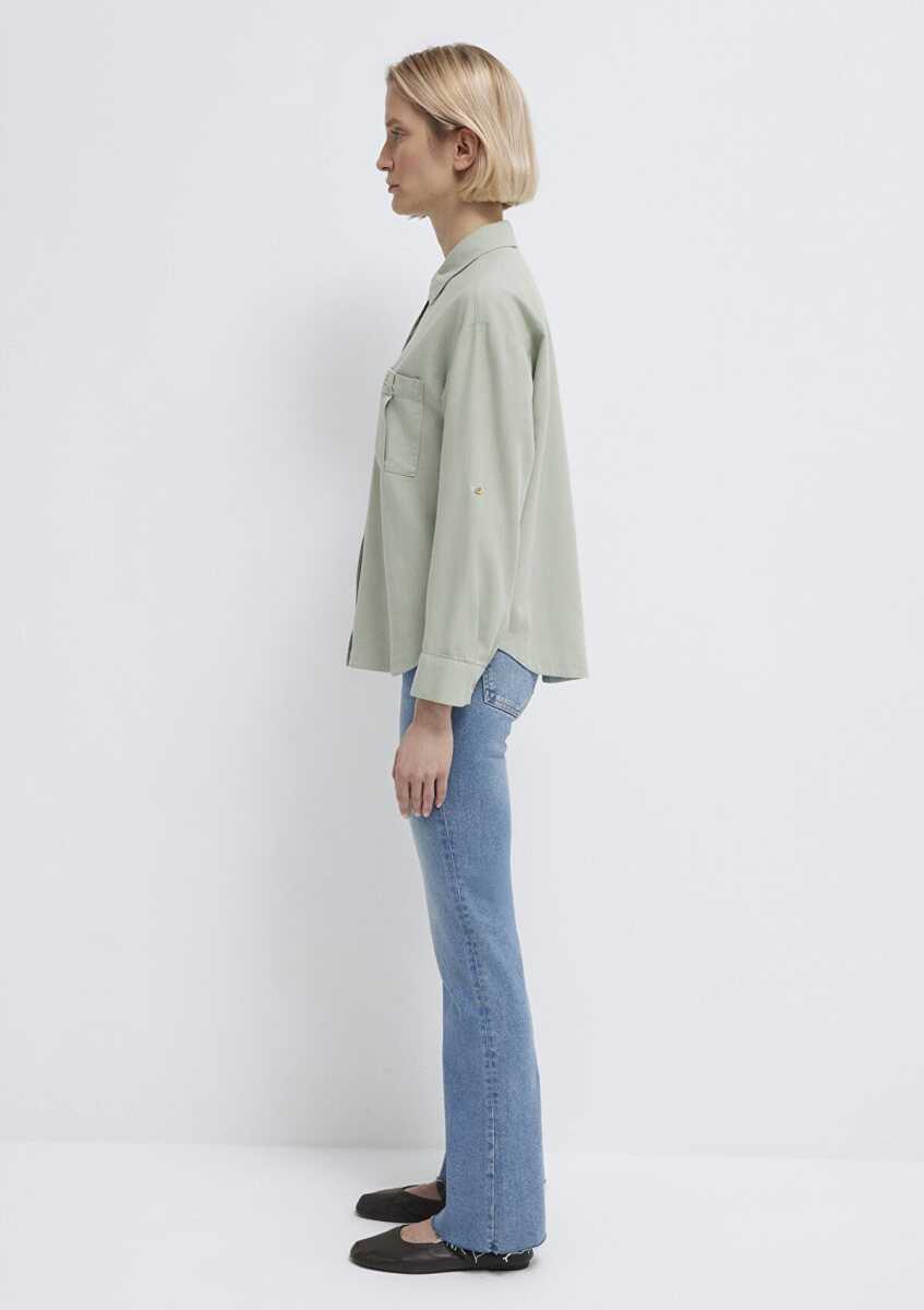 Mavi Düğme Detaylı Yeşil Loose Fit Kadın Gömlek 1211383-70113 - 4