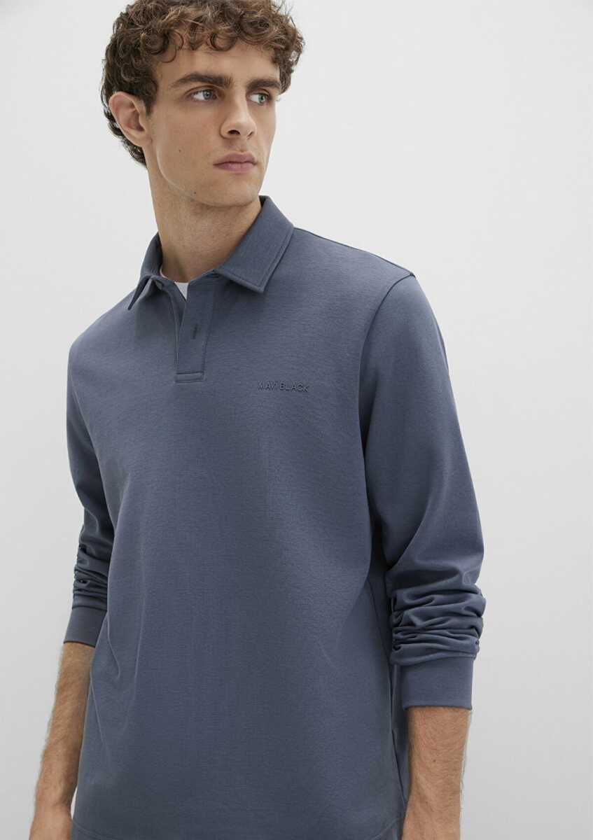 Mavi Düğmeli Polo Yaka Erkek Sweat0613043-80776 - 1
