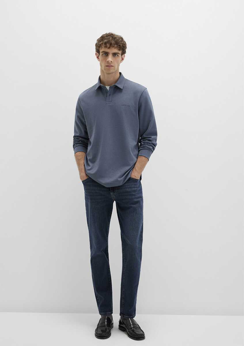 Mavi Düğmeli Polo Yaka Erkek Sweat0613043-80776 - 2