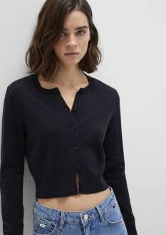 Mavi Düğmeli Siyah Kadın Hırka 1710722-900 