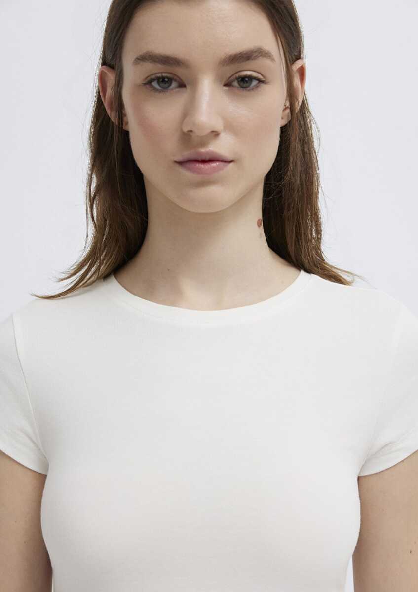 Mavi Ekru Basic Crop Kadın Tişört 1613942-70057 - 6