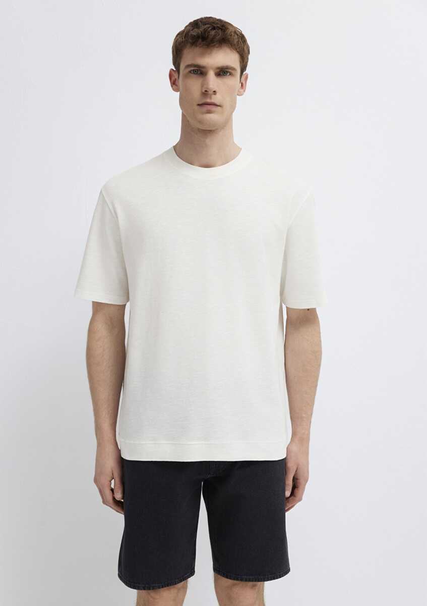 Mavi Ekru Basic Loose Fit Erkek Tişört 0613316-80194 - 4