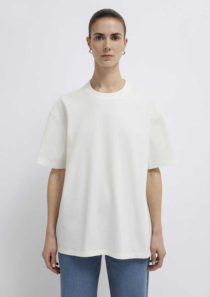 Mavi Ekru Basic Oversize Kadın Tişört 1613903-80194 - 4
