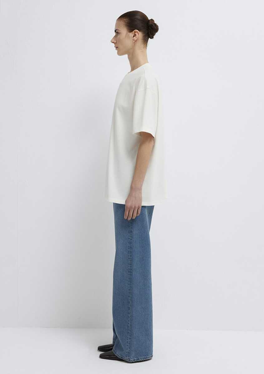 Mavi Ekru Basic Oversize Kadın Tişört 1613903-80194 - 5