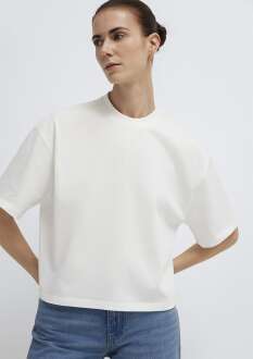 Mavi Ekru Basic Oversize Kadın Tişört 1614179-70057