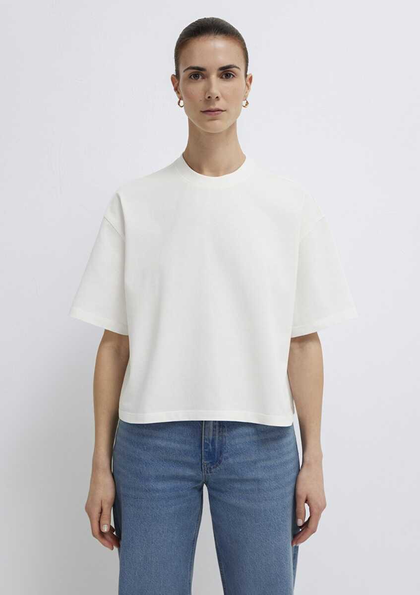 Mavi Ekru Basic Oversize Kadın Tişört 1614179-70057 - 3
