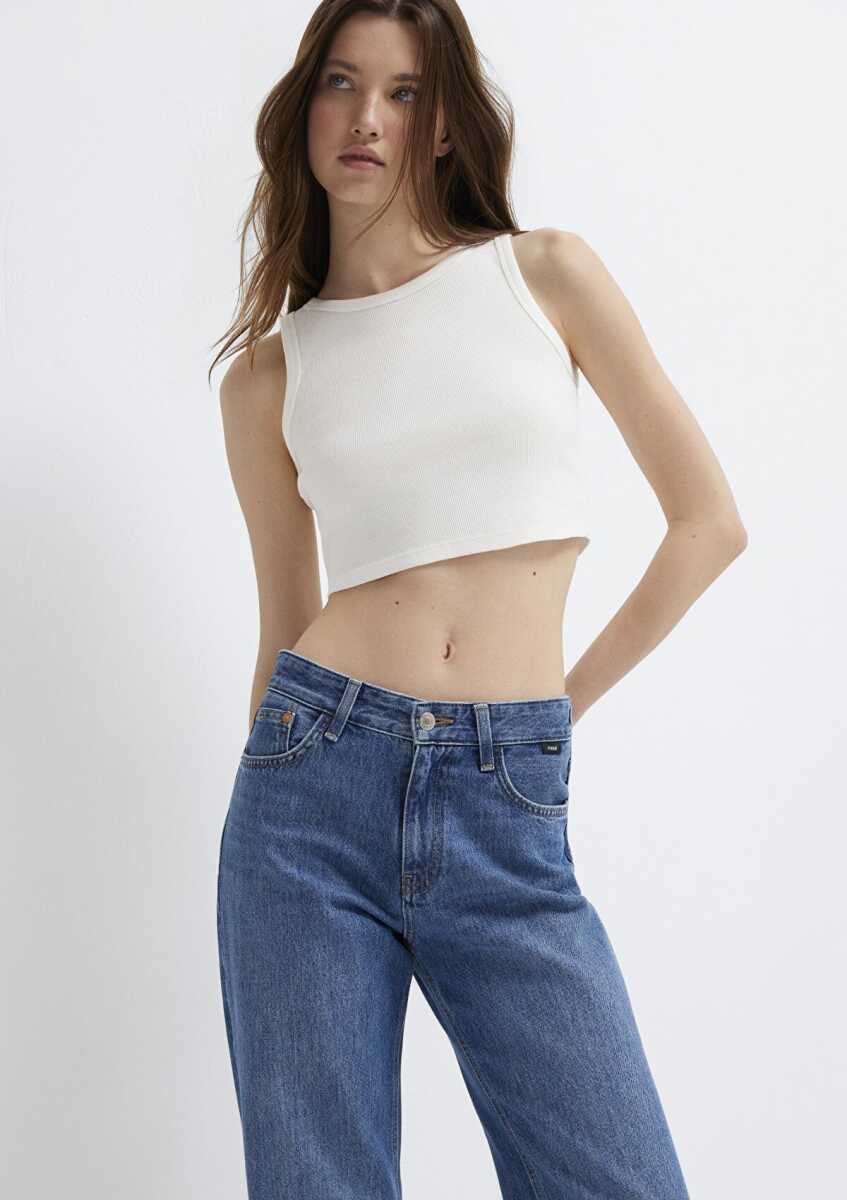 Mavi Ekru Crop Kadın Atlet 1613810-70057