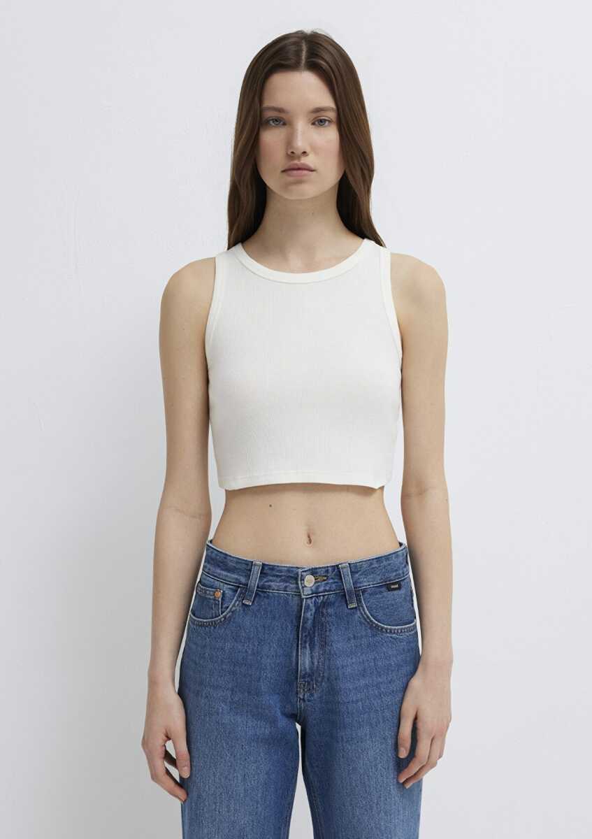 Mavi Ekru Crop Kadın Atlet 1613810-70057 - 4
