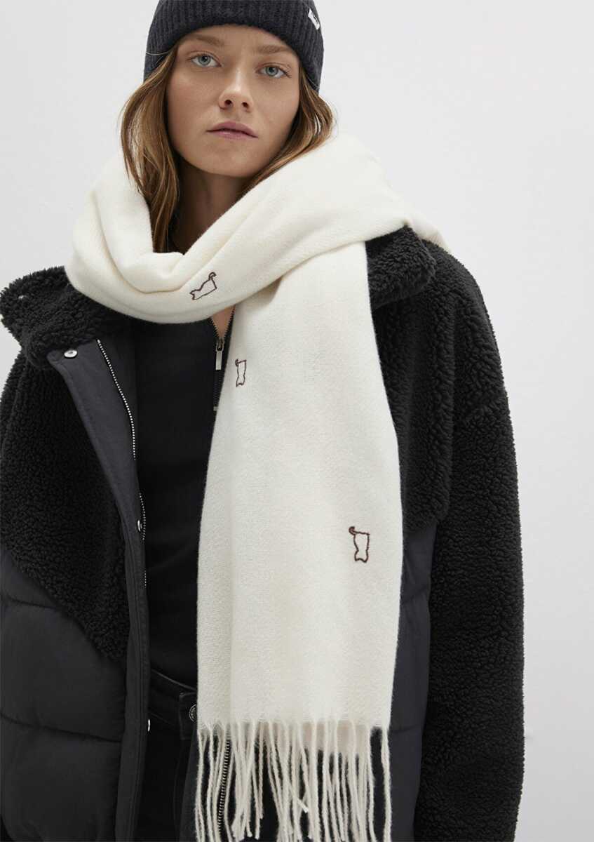 Mavi Ekru Kadın Atkı 1911730-34523 - Mavi