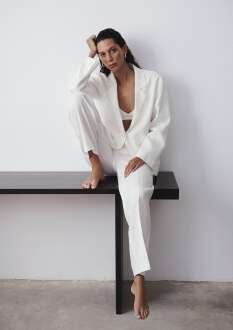 Mavi Ekru Keten Blazer Kadın Ceket 1110850-70057