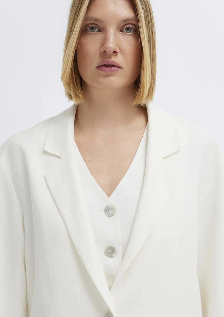 Mavi Ekru Keten Blazer Kadın Ceket 1110850-70057 - 7
