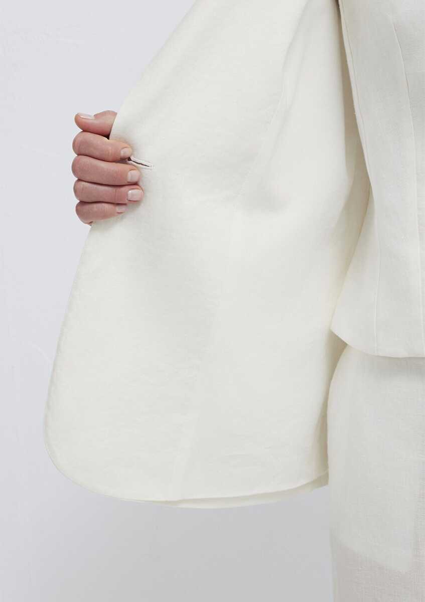 Mavi Ekru Keten Blazer Kadın Ceket 1110850-70057 - 8