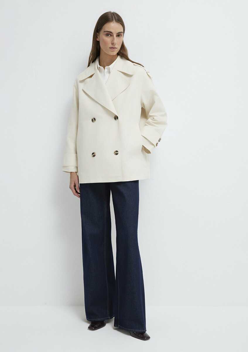 Mavi Ekru Loose Fit Kadın Trençkot1110807-70056