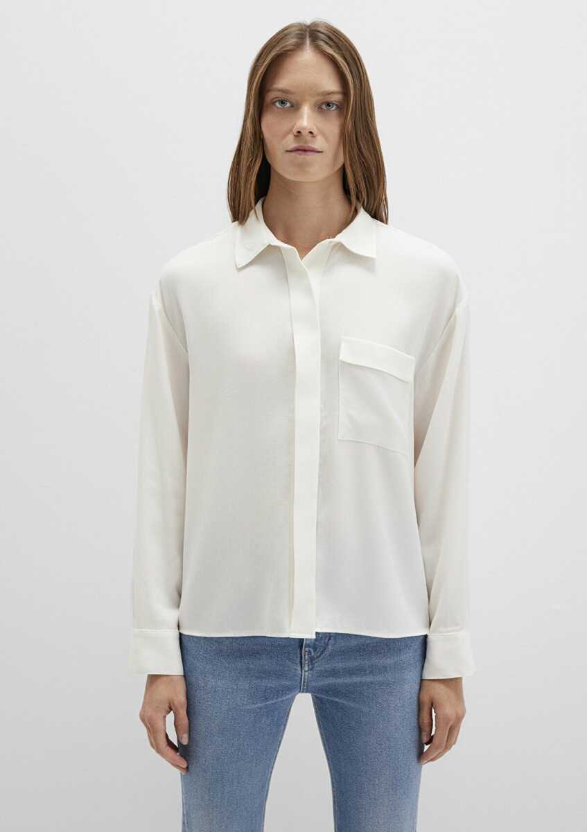 Mavi Ekru Oversize Kadın Gömlek 1211354-80194 - 4