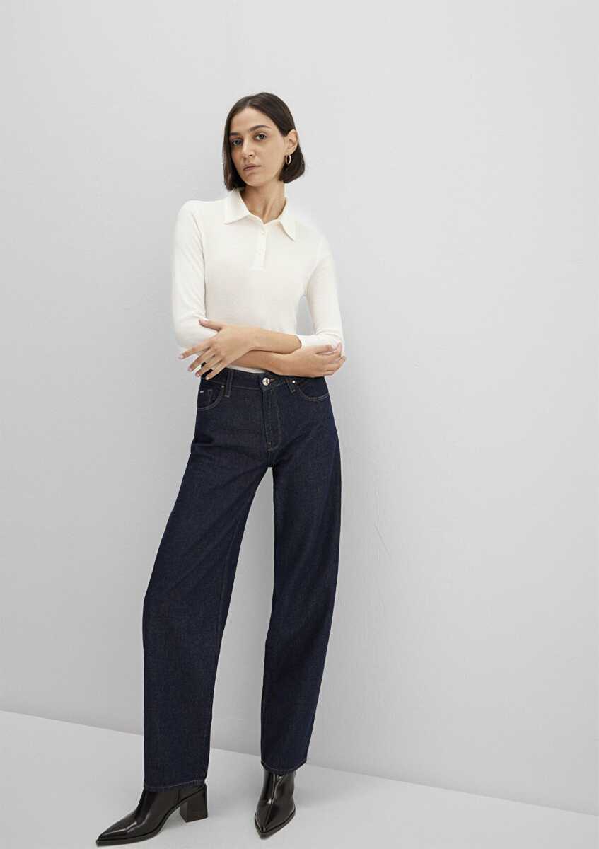 Mavi Ekru Polo Yaka Kadın Sweat 1613647-80194 - Mavi (1)