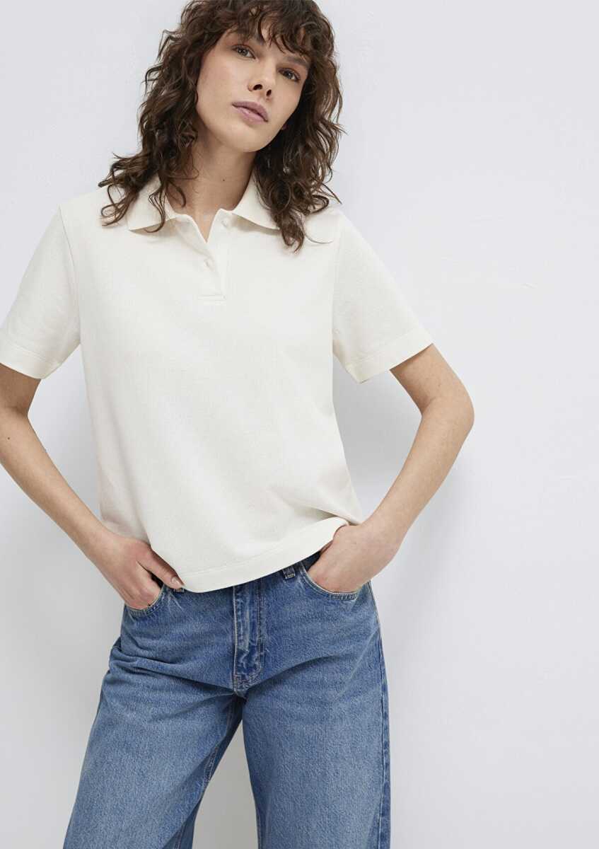 Mavi Ekru Regular Fit Kadın Polo Tişört 1613714-80194