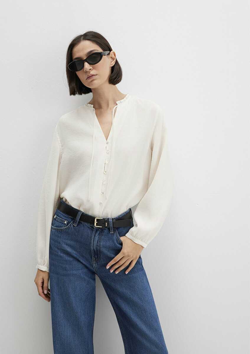 Mavi Ekru Tencel TM Karışımlı Loose Fit Kadın Gömlek 1211421-80194 - Mavi