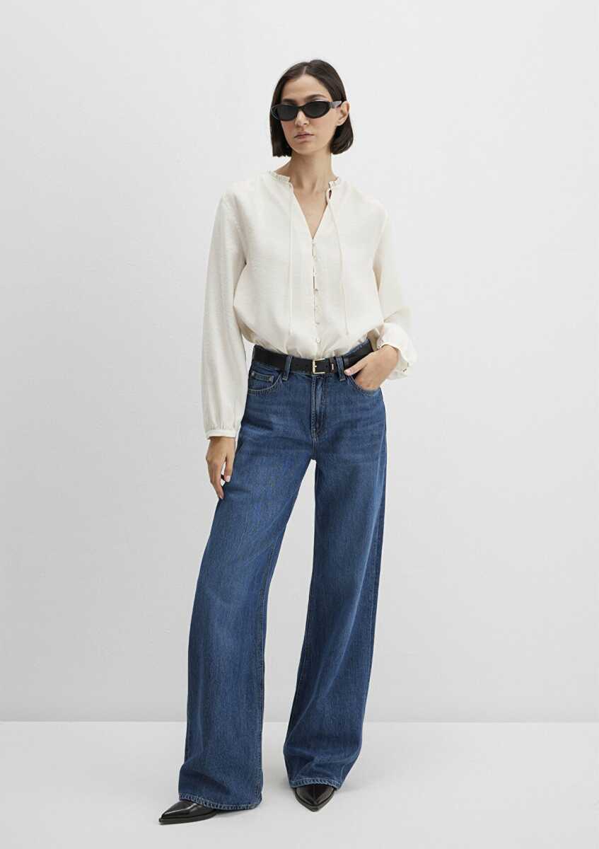 Mavi Ekru Tencel TM Karışımlı Loose Fit Kadın Gömlek 1211421-80194 - Mavi (1)