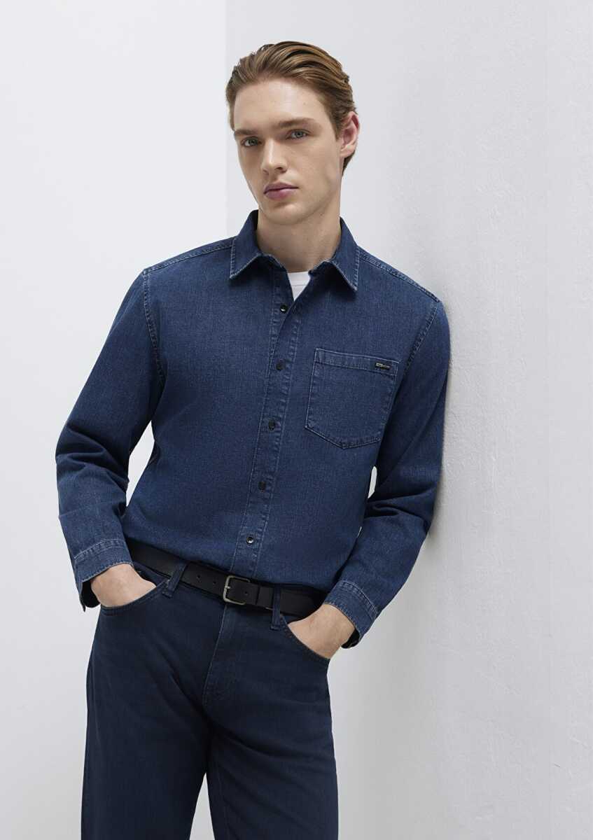 Mavi Eric Mavi Edition Puslu İndigo Mavisi Regular Fit Erkek Jean Gömlek 0211504-91348