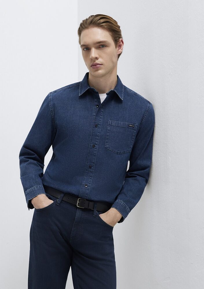 Mavi Eric Mavi Edition Puslu İndigo Mavisi Regular Fit Erkek Jean Gömlek 0211504-91348