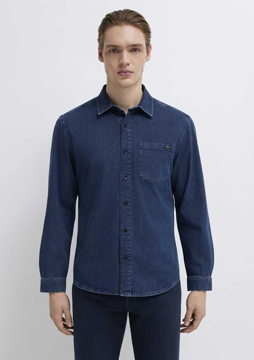 Mavi Eric Mavi Edition Puslu İndigo Mavisi Regular Fit Erkek Jean Gömlek 0211504-91348 - 4