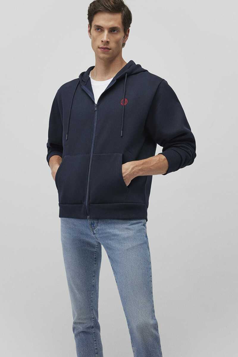 Mavi Fermuarlı Gece Lacivert Erkek Sweat 066979-70490 - 4