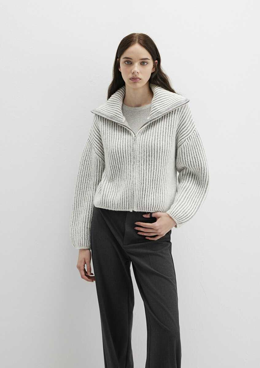 Mavi Fermuarlı Kadın Kazak 1710806-86426 - Mavi (1)