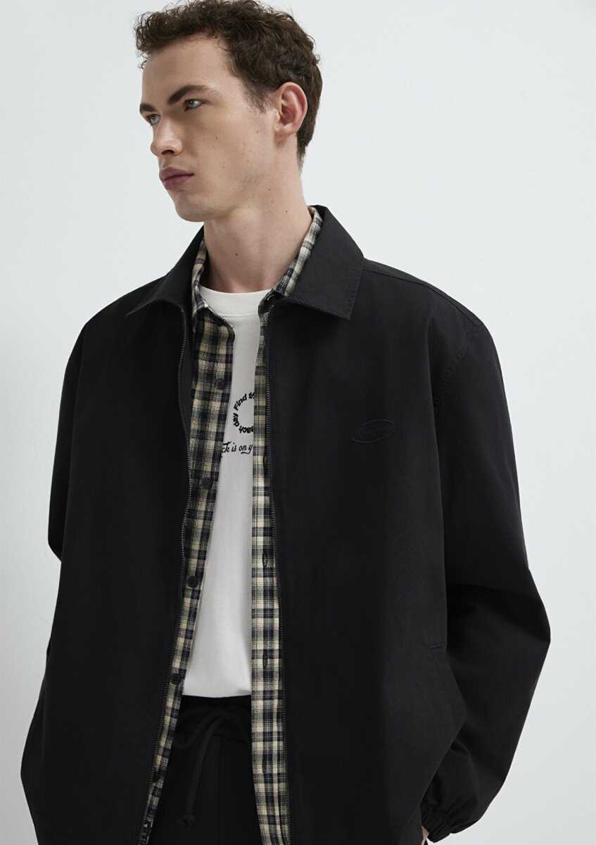 Mavi Fermuarlı Siyah Erkek Gömlek 0211883-900 - Mavi