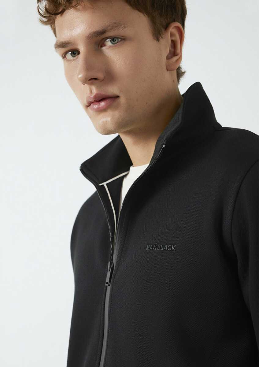 Mavi Fermuarlı Siyah Erkek Sweat 0S10527-900 - Mavi