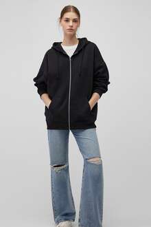 Mavi Fermuarlı Siyah Kadın Sweat 1610221-900 