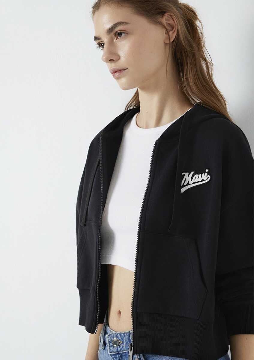 Mavi Fermuarlı Siyah Kadın Sweat 1S10486-900 - Mavi