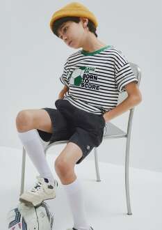 Mavi Game On Baskılı Ekru Loose Fit Çocuk Tişört 6610473-85308 