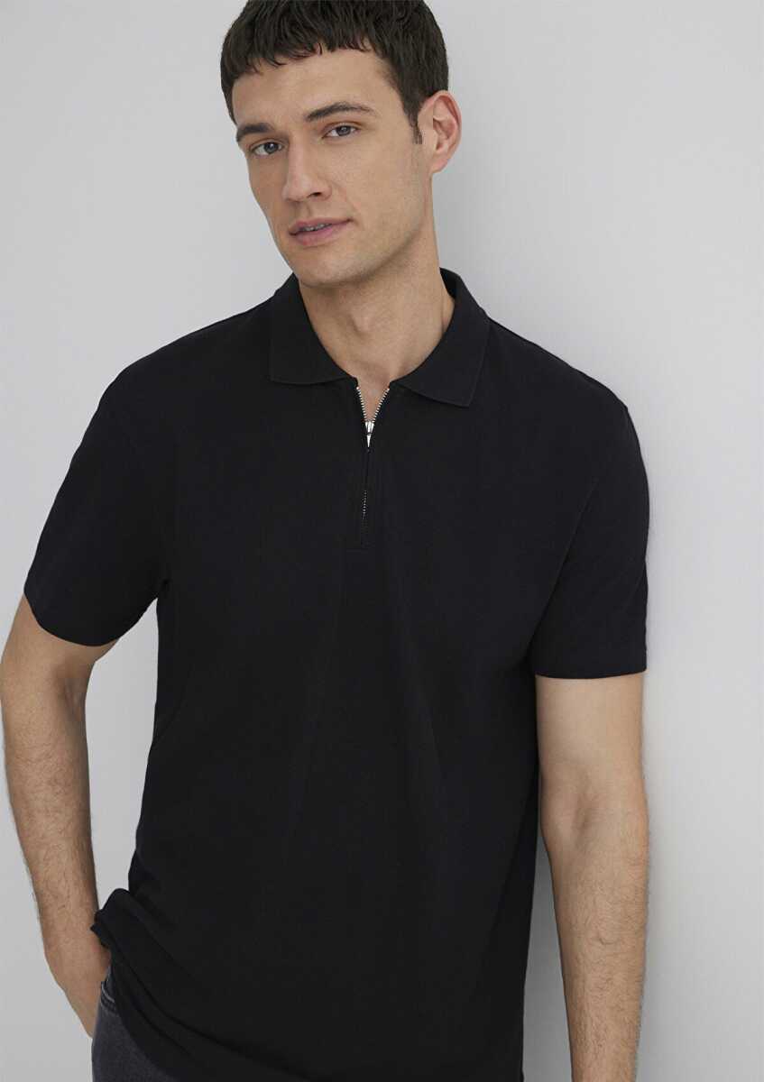 Mavi Half Zıp Siyah Polo Yaka Erkek Tişört 0612525-900 - 1