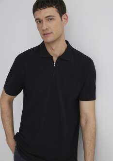 Mavi Half Zıp Siyah Polo Yaka Erkek Tişört 0612525-900